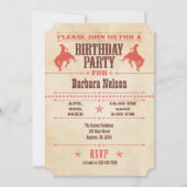 コーラルヴィンテージカウボーイ誕生日招待状 招待状 (正面)