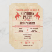 コーラルヴィンテージカウボーイ誕生日招待状 招待状 (正面/裏面)