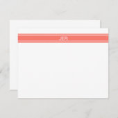 コーラル人気があるモノグパーソナライズされたラム名イニシャル ノートカード (正面/裏面)