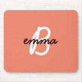 コーラル名 |イニシャルモダントレンディースタイリッシュオレンジ マウスパッド (正面)
