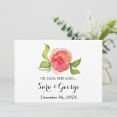 コーラル彼は、彼女はブライダルシャワーのゲームカードを言った 招待状 (スタンド正面)