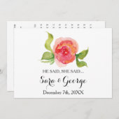 コーラル彼は、彼女はブライダルシャワーのゲームカードを言った 招待状 (正面/裏面)