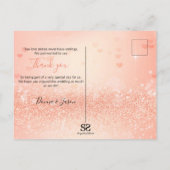 コーラル折り畳みハート結婚写真 – サンキューカード ポストカード (裏面)