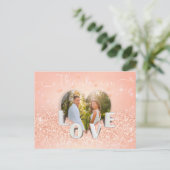 コーラル折り畳みハート結婚写真 – サンキューカード ポストカード (スタンド正面)