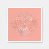 コーラル春フローラ結婚ズ紙ナプキンス スタンダードカクテルナプキン (正面)