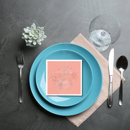 コーラル春フローラ結婚ズ紙ナプキンス スタンダードカクテルナプキン