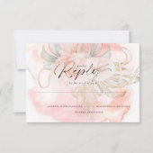 コーラル淡い色のバラフローラ返信カード 出欠カード (正面)