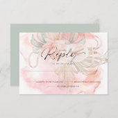コーラル淡い色のバラフローラ返信カード 出欠カード (正面/裏面)