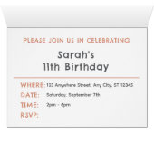 コーラル紙吹雪ウォーターカラードット誕生日招待状 (内部横(下))