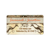 コーラル素朴ス結婚アーチピーコック差出人住所 ラベル (正面)