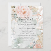 コーラル素朴バラフローラ水彩 招待状 (正面)