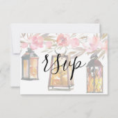 コーラル素朴バラ金ゴールドランタンフローラRSVP 出欠カード (裏面)