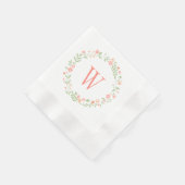 コーラル素朴ピンクとグリーンフローラリース結婚ズ 縁ありカクテルナプキン (角)