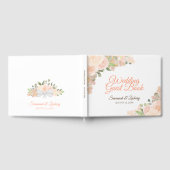 コーラル素朴ピーチフローラボホシック結婚ズ ゲストブック (全面)