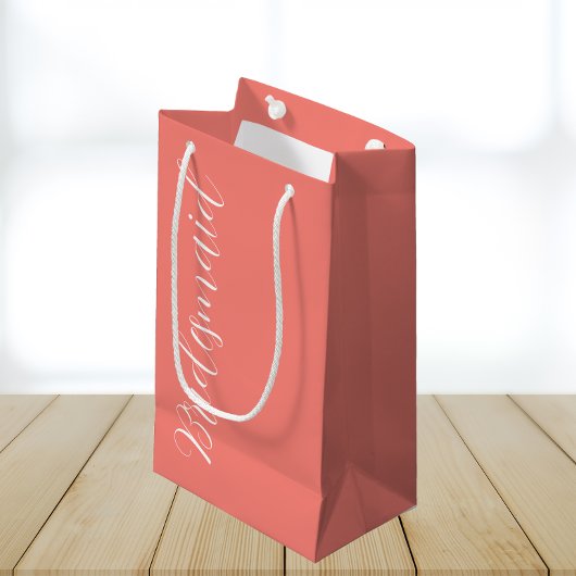 コーラル結婚の花嫁の定型化スクリプト スモールペーパーバッグ