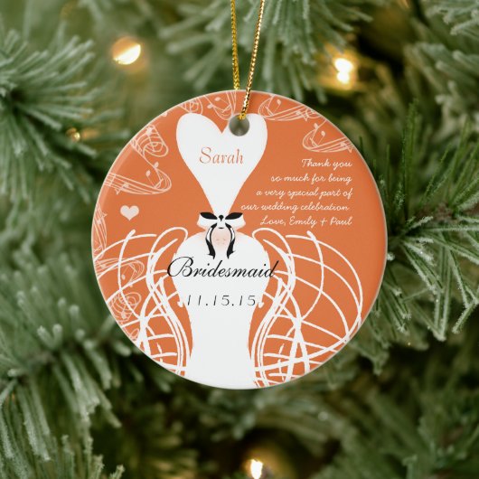 コーラル結婚ズ・ガウンの花嫁結婚のクリスマス セラミックオーナメント (ツリー)