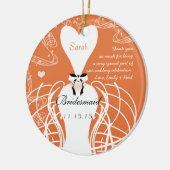コーラル結婚ズ・ガウンの花嫁結婚のクリスマス セラミックオーナメント (左)