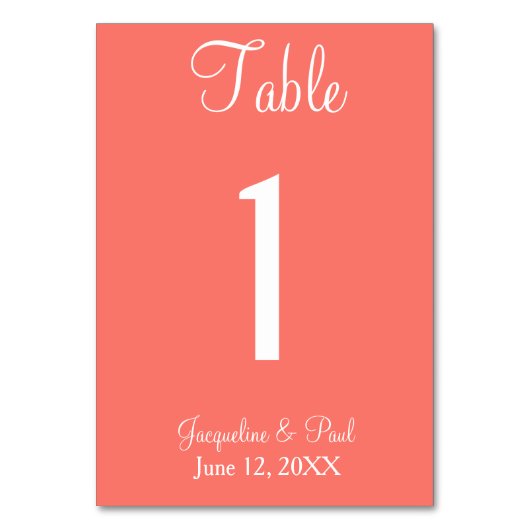 コーラル結婚テーブル番号カード テーブルナンバー (裏面)