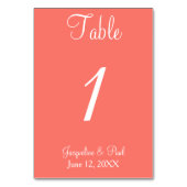 コーラル結婚テーブル番号カード テーブルナンバー (正面)