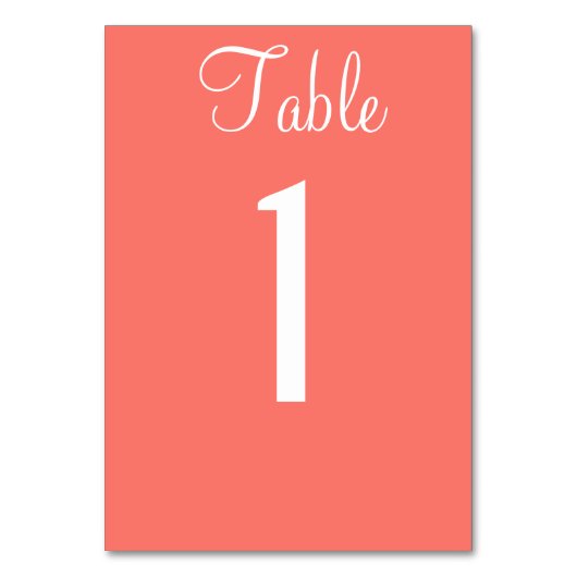 コーラル結婚テーブル番号カード テーブルナンバー (裏面)