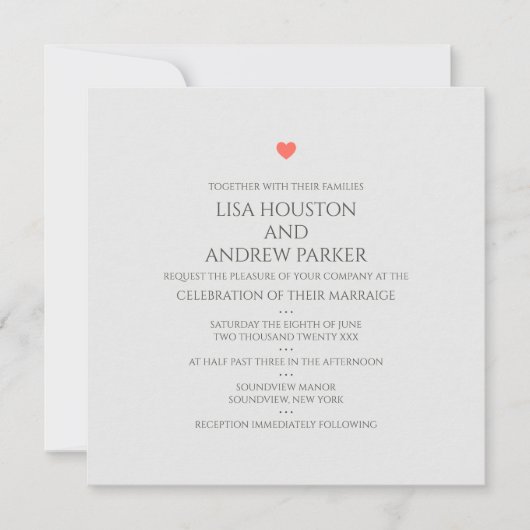 コーラル結婚ハートズスクエア招待状 (正面)