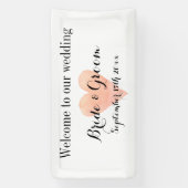 コーラル結婚ハートロエレガントゴへようこそ 横断幕 (縦)