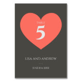 コーラル結婚ハート テーブルナンバー (裏面)