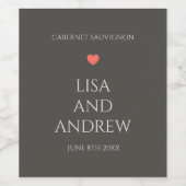 コーラル結婚ハート ワインラベル (シングルラベル)