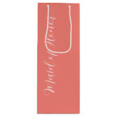 コーラル結婚メイド・オブ・オーナー（花嫁付き添い人）定型化スクリプト ワインギフトバッグ (正面)