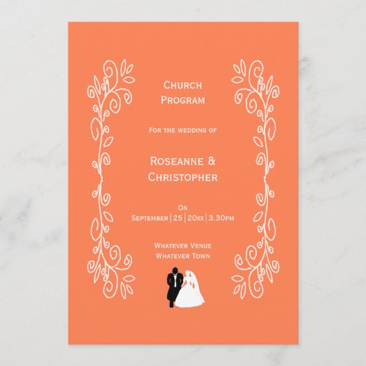コーラル結婚式 プログラム新郎新婦デザイン プログラム (正面)