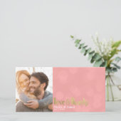 コーラル結婚金ゴールドの写真の愛と感謝していありがとう サンキューカード (スタンド正面)