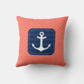 コーラル航海の水玉模様パターンネイビーブルーいかり クッション (裏面)