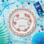 コーラル色のマグノリアの花が咲き誇るブライダルシャワー ペーパープレート (パーティー)