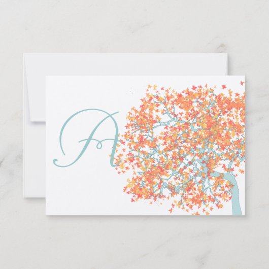 コーラル葉アクアツリー結婚式招待状 招待状 (裏面)