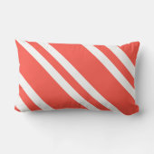 コーラル赤と白ストライプの ランバークッション (裏面)