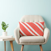 コーラル赤と白ストライプの ランバークッション (椅子)