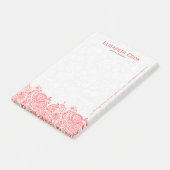 コーラル赤と白ヴィンテージフローラレース ポストイット (アングル)