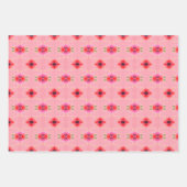 コーラル赤と白 ラッピングペーパーシート (正面2)