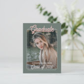 コーラル赤面レッドセージ緑の卒業発表 ポストカード (スタンド正面)