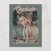 コーラル赤面レッドセージ緑の卒業発表 ポストカード (正面)