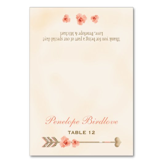 コーラル金ゴールドボーホアローバラDIYテント座席表 テーブルナンバー (正面)