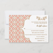 コーラル金ゴールドモロッコ式RSVP応答カード 出欠カード (正面)