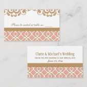 コーラル金ゴールドモ結婚ロッコズテーブルプレイス プレイスカード (正面/裏面)