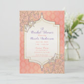 コーラル金ゴールドラベンダーモロッコアラビアブライダルシャワー 招待状 (スタンド正面)