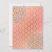 コーラル金ゴールドラベンダーモロッコアラビアブライダルシャワー 招待状 (裏面)