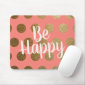 コーラル金ゴールド水玉模様ズホワイトビーハッピーホテル マウスパッド (マウス)