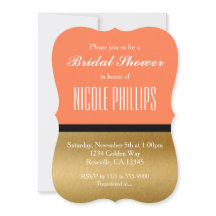 コーラル金ゴールド&ブラックモダングラムシック招待状