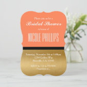 コーラル金ゴールド&ブラックモダングラムシック招待状 招待状 (スタンド正面)