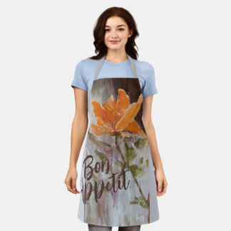 コーラル開花オールオーバープリントエプロン エプロン