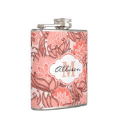 コーラル鮮やかフローラルパタパーソナライズされたーン フラスク (右)